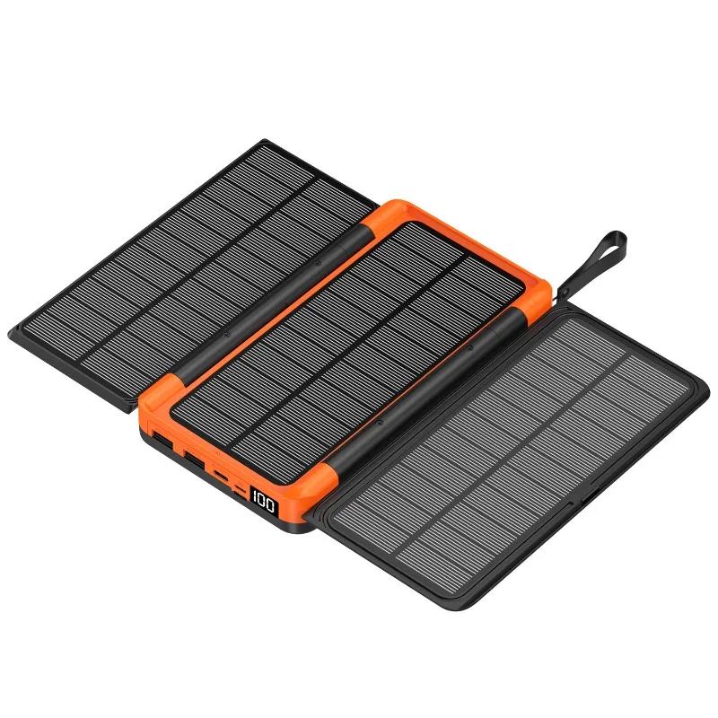 

Flip cover outdoor solar mobile power supply, digital display two-way solar power bank