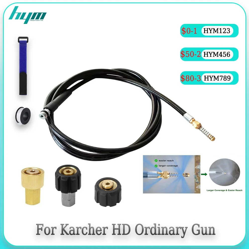 

Super Flexible High Pressure Washer Hose M22-14 Drain Pipe Sewer Jetter Cleaning Nozzle Hose for Power Washer