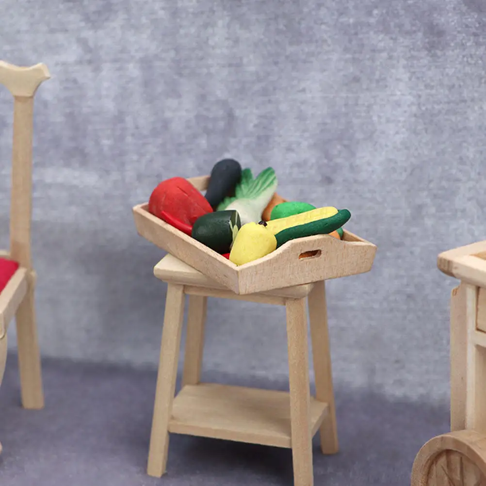 

Miniature Wooden Fruit Plate Solid Wood Small Tray Portable Mini House Decoration Photography Prop Micro Scene Adornment
