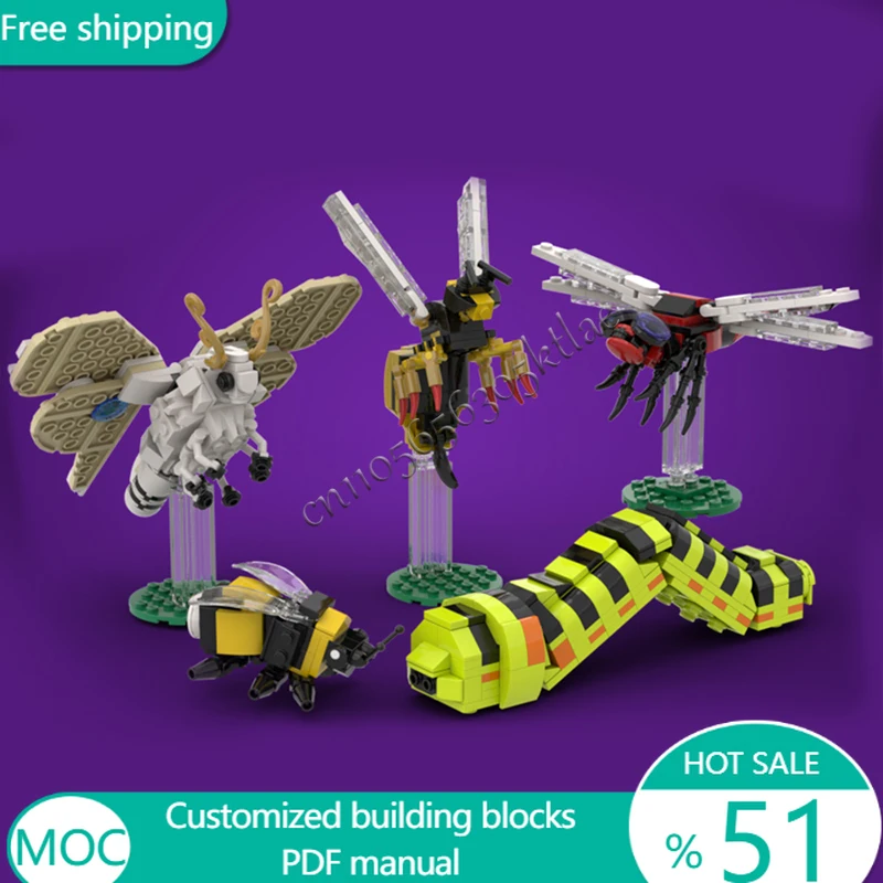 648 PCS Insect Insect Collection MOC Customize Modular Building Block Simple Creative Design Design DIY Boys Holiday Toy Gifts