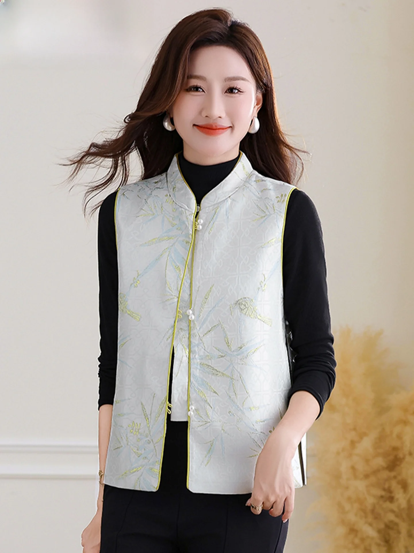 

Новый китайский женский жилет, модный весенне-осенний национальный верхняя одежда Sle ort, джет с вышивкой из полиэфирного волокна