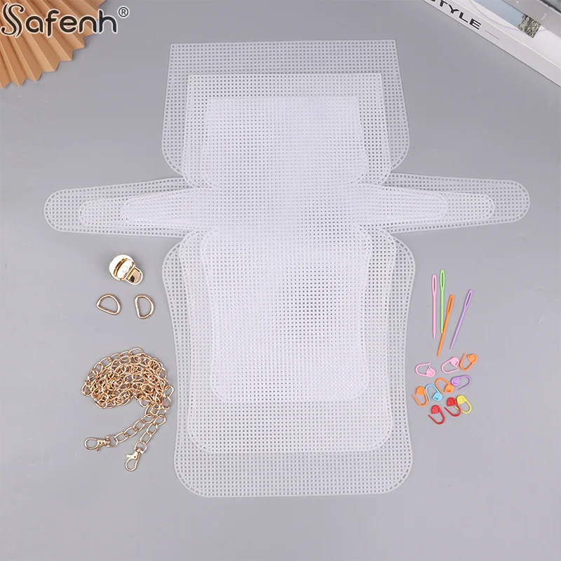 Maglia di plastica per la realizzazione di borse Borse artigianali fai-da-te Materiale per tessitura Borse con gancio di chiusura realizzate con gancio a griglia in plastica Artigianato che realizza accessori