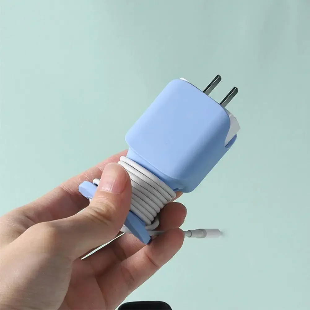 Portable 2 in 1 Silicone Charger Case for iPhone 20W Cable Organizer Anti-Scratch Power Adapter Protector Winder Sleeve