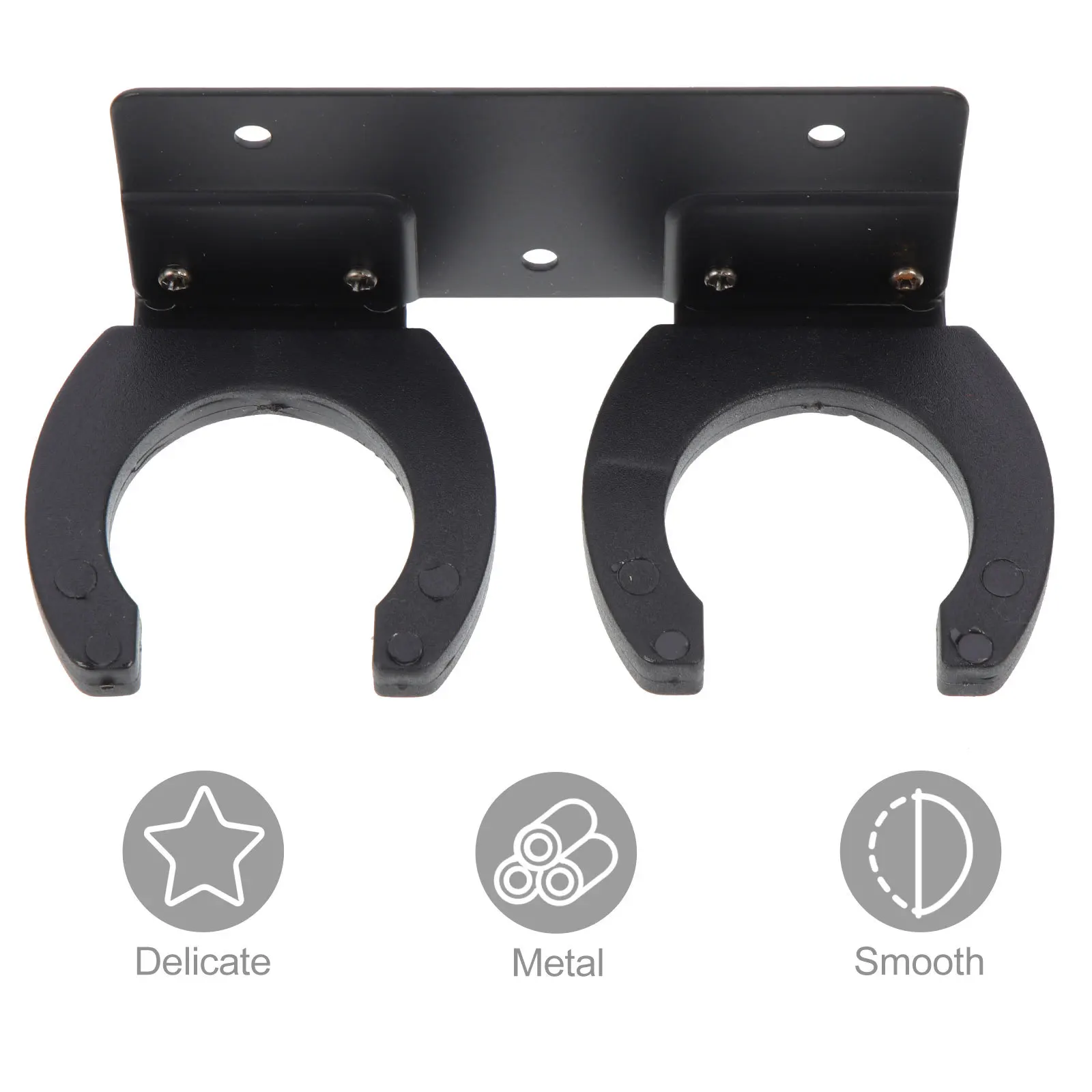 

Metal Microphone Holder Wall Mounted Double Hook Bracket for Two Wireless Mics Ktv Home Studio Office Mic Storage Stand