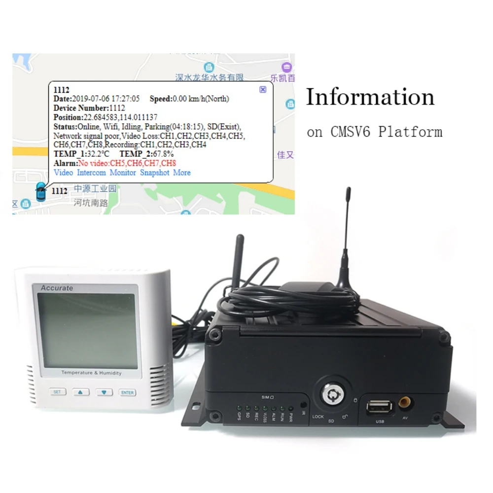 Vehicle Digital Temperature and Humidity Transmitter RS232 Industrial Temperature and Humidity Sensor Environmental Sensors