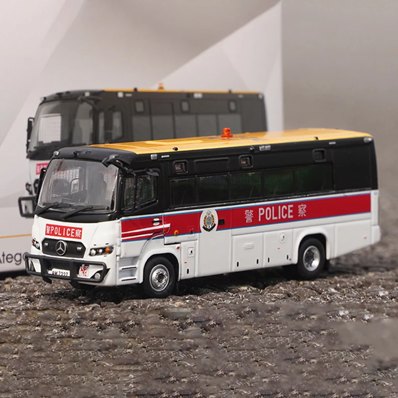 Miniature de bus de police de l'aéroport de Hong Kong en alliage moulé sous pression, échelle 1:76, modèle classique, souvenir nostalgique, cadeau pour adulte, objet de collection statique