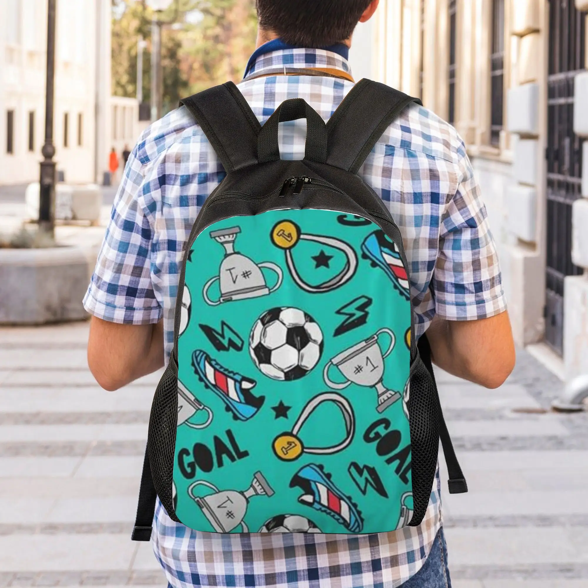 Back to school season Sturdy Shoulder Soccer Football Fan Merch 15 Laptop Bag  Female Daypack Backpack
