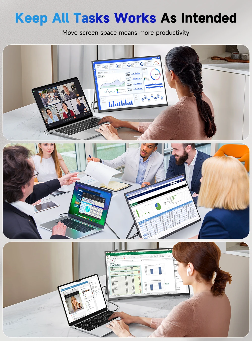 UPERFECT 23,8" 120Hz QLED tragbarer Touchscreen-Monitor 1080P 126% sRGB 380Nits HDMI USB-C Travel Touch Display für Laptop-Telefon Mini-PC-Spielkonsole Externer zweiter Bildschirm für Spiele und Arbeit – Detail 13