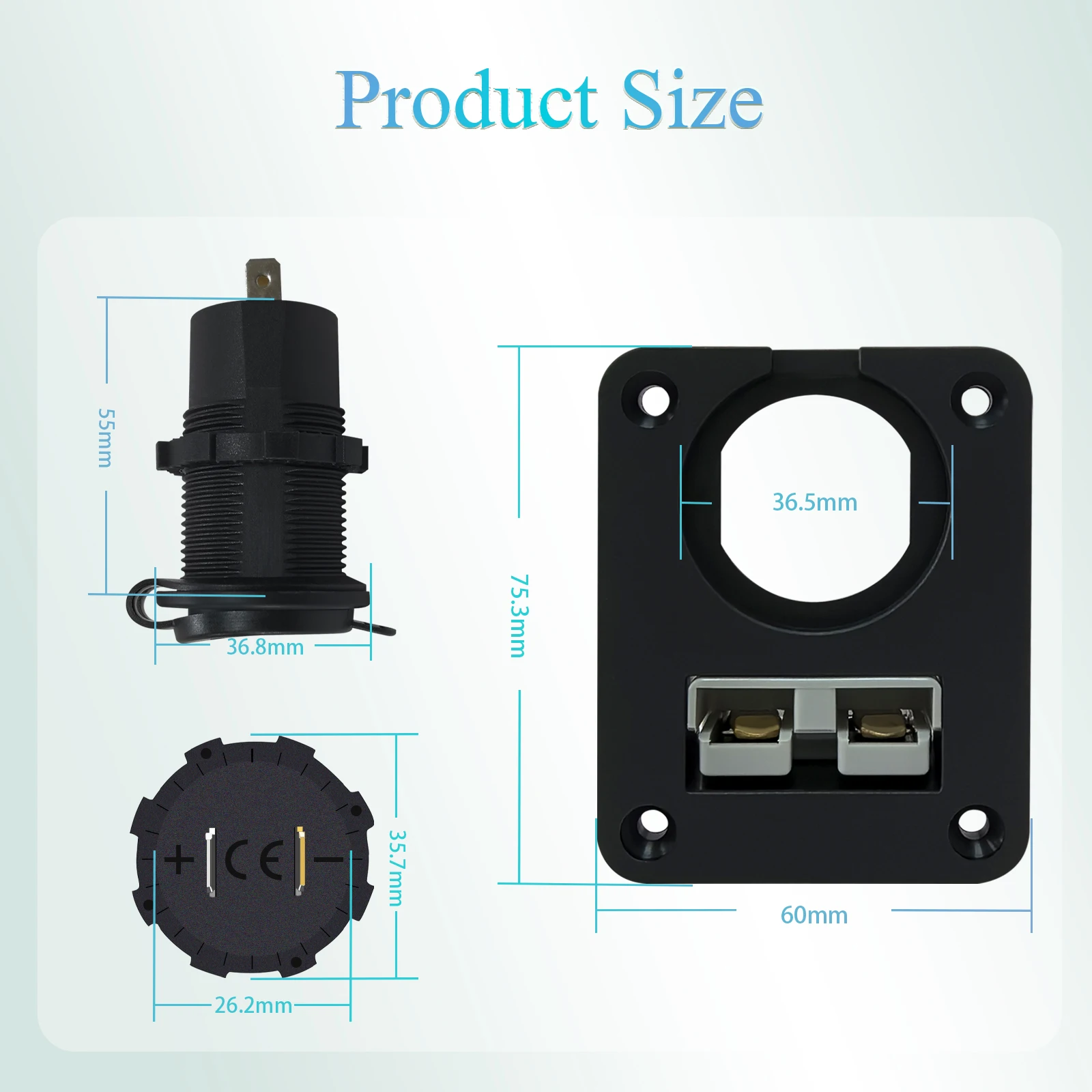 50A Anderson Power Socket QC3.0/4.0 USB Fast Charger (12V-24V) Waterproof Flush Mount for RV Camper Marine High-Current Power