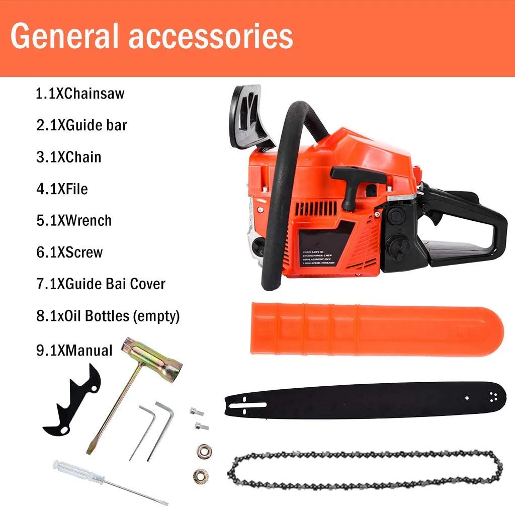 High Quality Petrol Chainsaw 5200 Wood Cutting Machine 2 stroke 52cc gas chainsaw