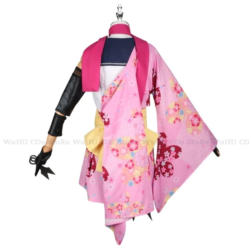 Game Blue Archive Cosplay Kuda Izuna Cosplay Kostuum Mooie Gedrukt Kimono Uniform Pruik Halo Vrouwen Halloween Party Rollenspel Pak