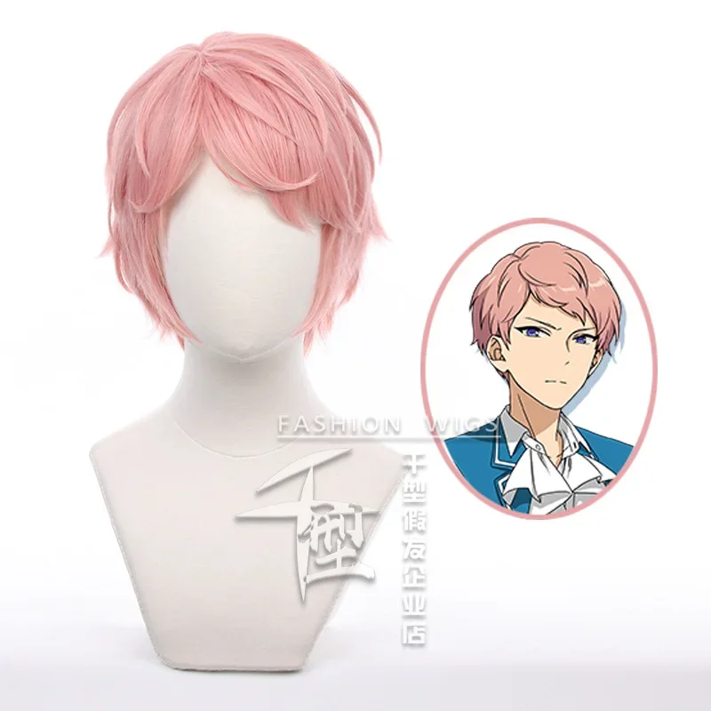 Men's Short Tree Moon Tree Cosplay Wig Pink Short Hair Heat-Resistant Synthetic Wig Halloween Party
