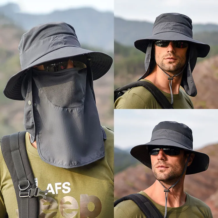 Summer Sun Hats UV Protection Outdoor Hunting Fishing Cap for Men Women Hiking Camping Visor Bucket Hat Removable Fisherman Hat