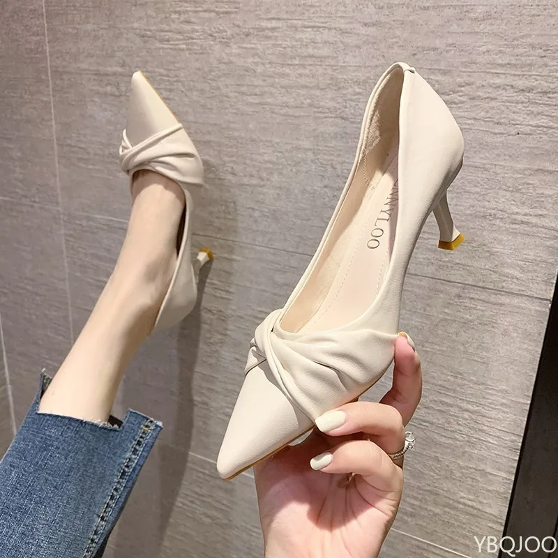 Damen Sommer Neue High Heels Lässige flache Mund spitze Schuhe Vielseitige elegante Arbeitsschuhe Modische bequeme Damenpumps