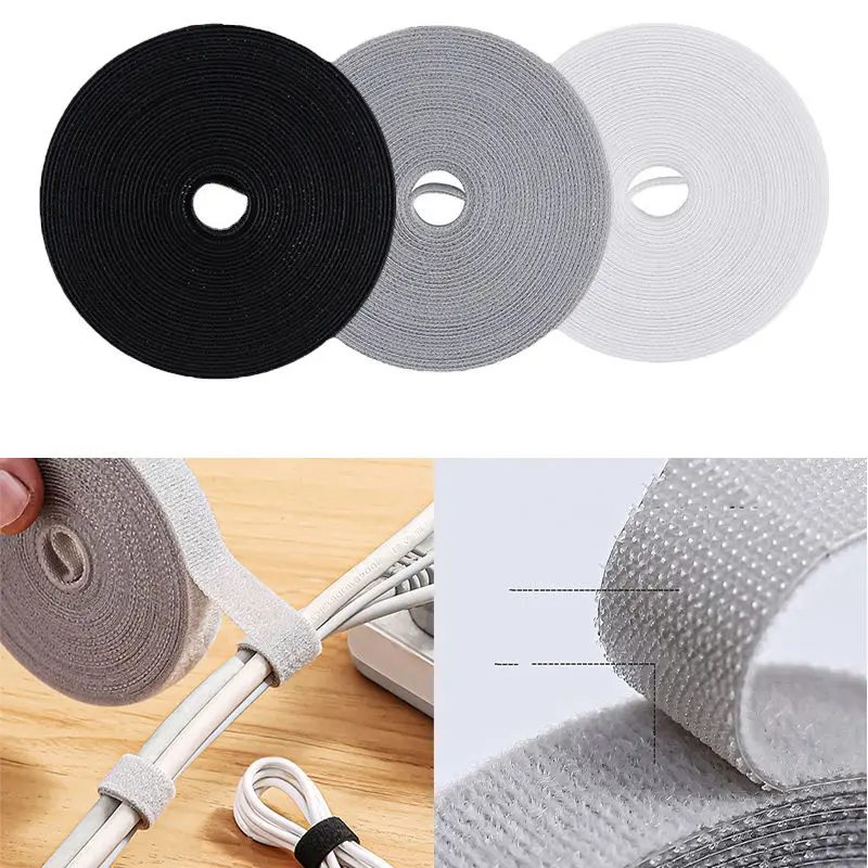 1.2CM*5M Self Adhesive Fastener  Sticker Tape Cable Organizer Wire Winder Management Earphone Mouse Cord Ties Protector