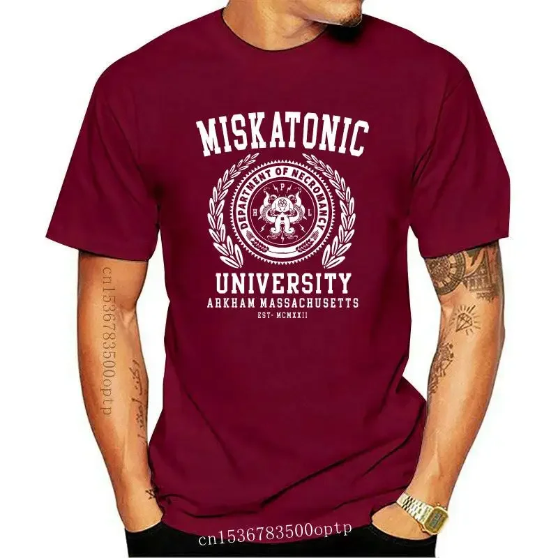 New Cthulu And Lovecraft Miskatonic University Tee Shirt Men Call Of Cthulhu Necronomicon Funny Tees Crewneck Cotton Tops T Shir