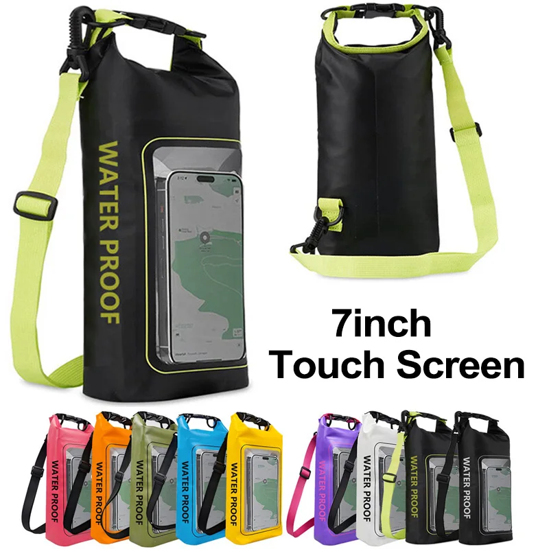 Bolsa seca de PVC para natación, bolsas deportivas de hombro impermeables para exteriores, pantalla táctil, senderismo, Rafting, surf, Kayak, navegación, 2L