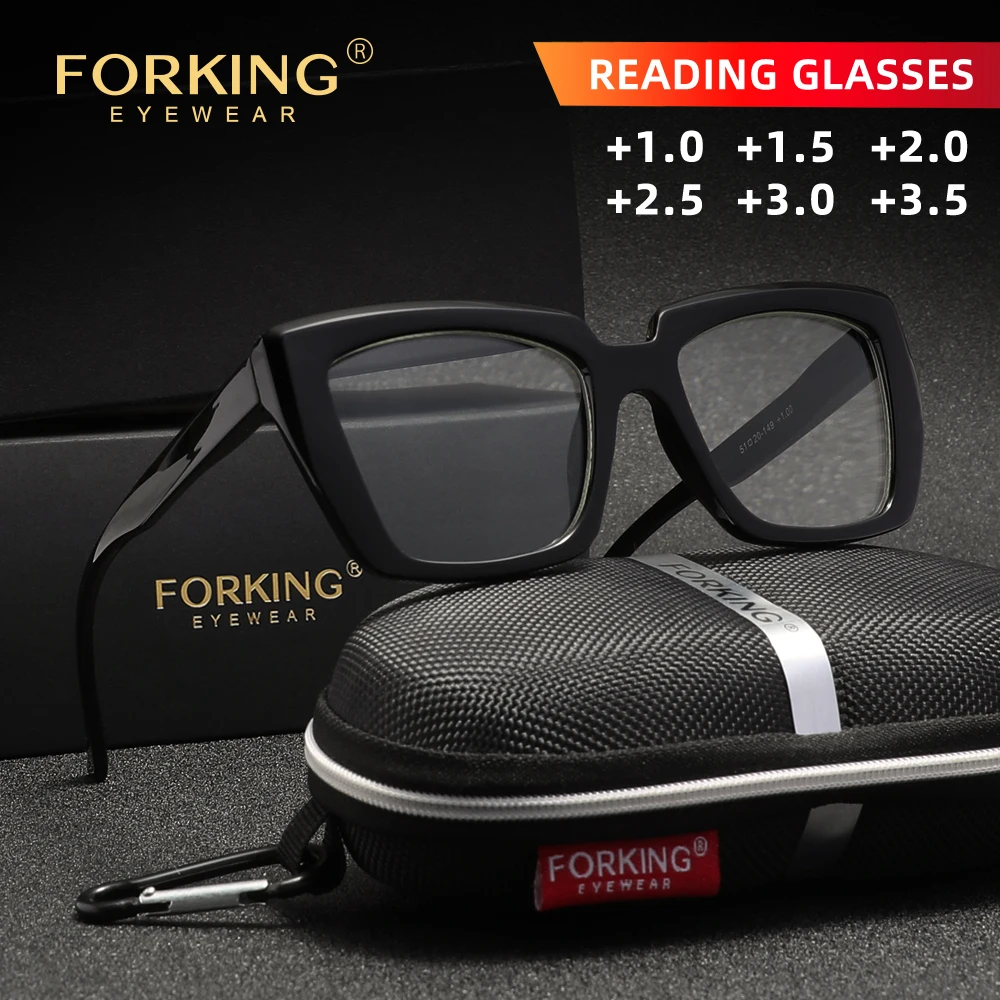 

FORKING Ретро женские очки для чтения мужские квадратные очки для пресбиопии очки для чтения + 1,0 ~ + 3,5 винтажные очки по рецепту