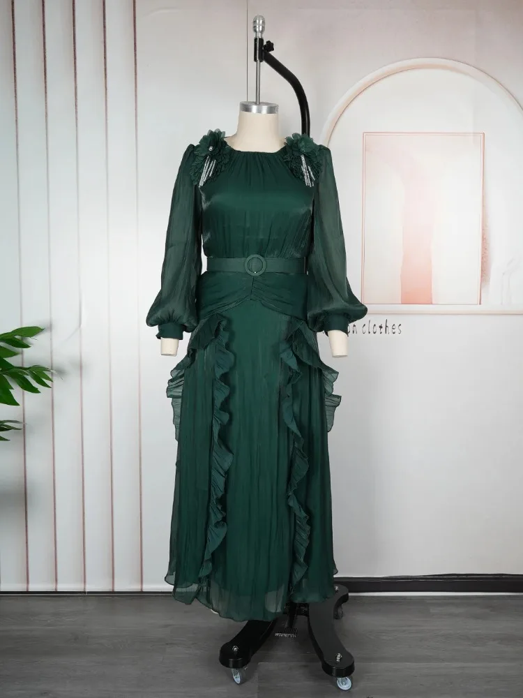 

African Clothes For Women Plus Size Long Sleeves Birthday Abaya Dresses Luxury Party Wedding Dress Femme Chiffon Robe 2025