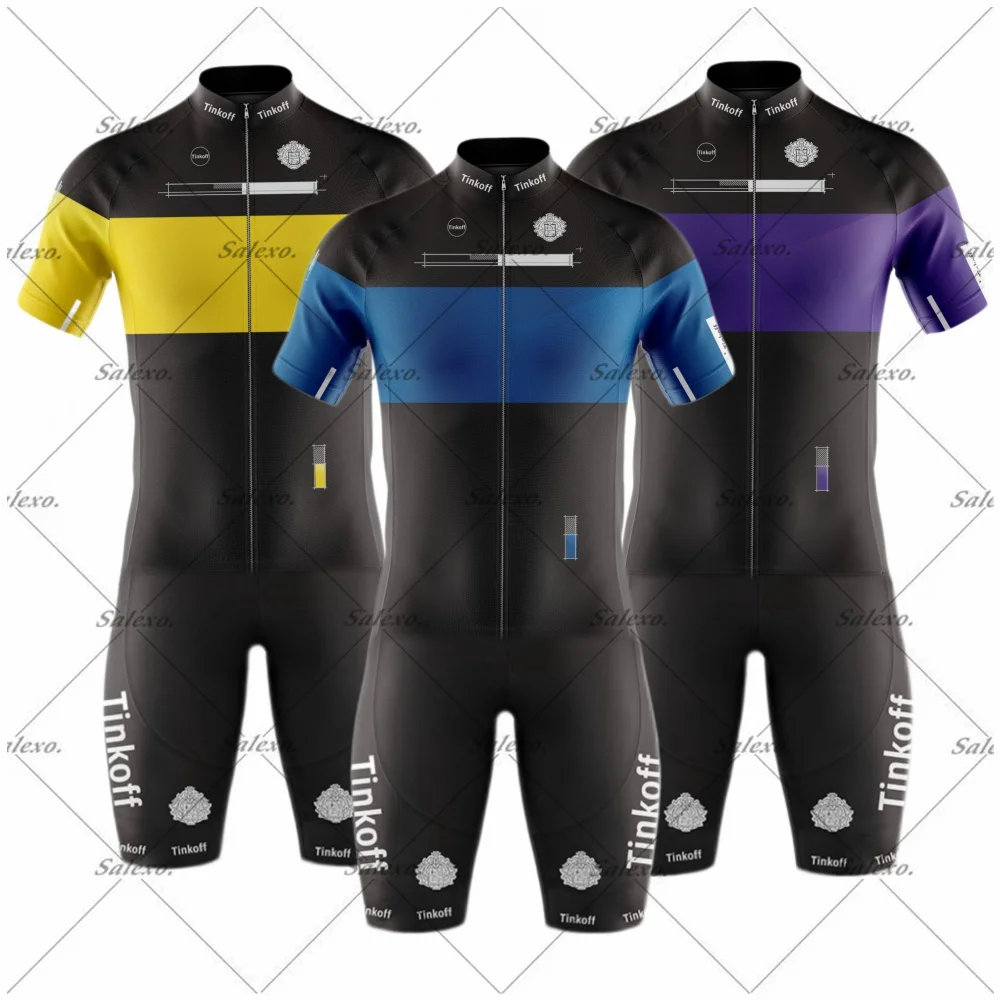 

LASER CUT Triathlon Tinkoff TEAM Men's Short Sleeve Jumpsuit Bodysuit Cycling Jersey Bike Road Skinsuit Clothing Ropa Ciclismo