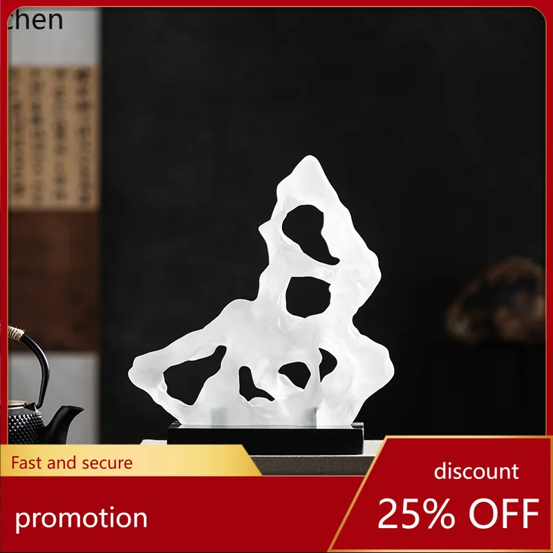 

YFY New Chinese Style Semi-Transparent Frosted Irregular Creative Ornament Exhibition Hall Vintage Study Tea Room Tea Table