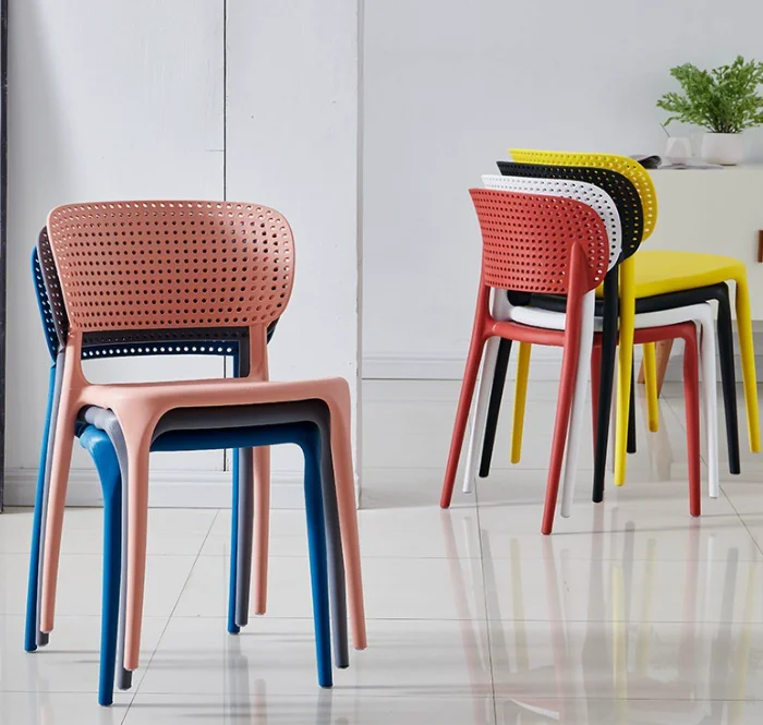 

#Plastic Nordic Modern Dining Chair Stackable Thickened High Backrest Comfortable Home Furniture for Tea Shops