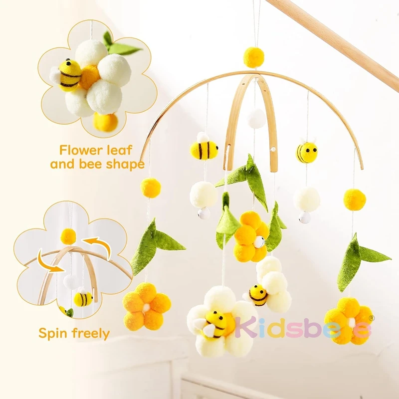 Flowers Bees Bed Bell Hanging Toys Hand Made Hanging Decoration Auditory Bedroom Wind Chime Kids Room Stuff