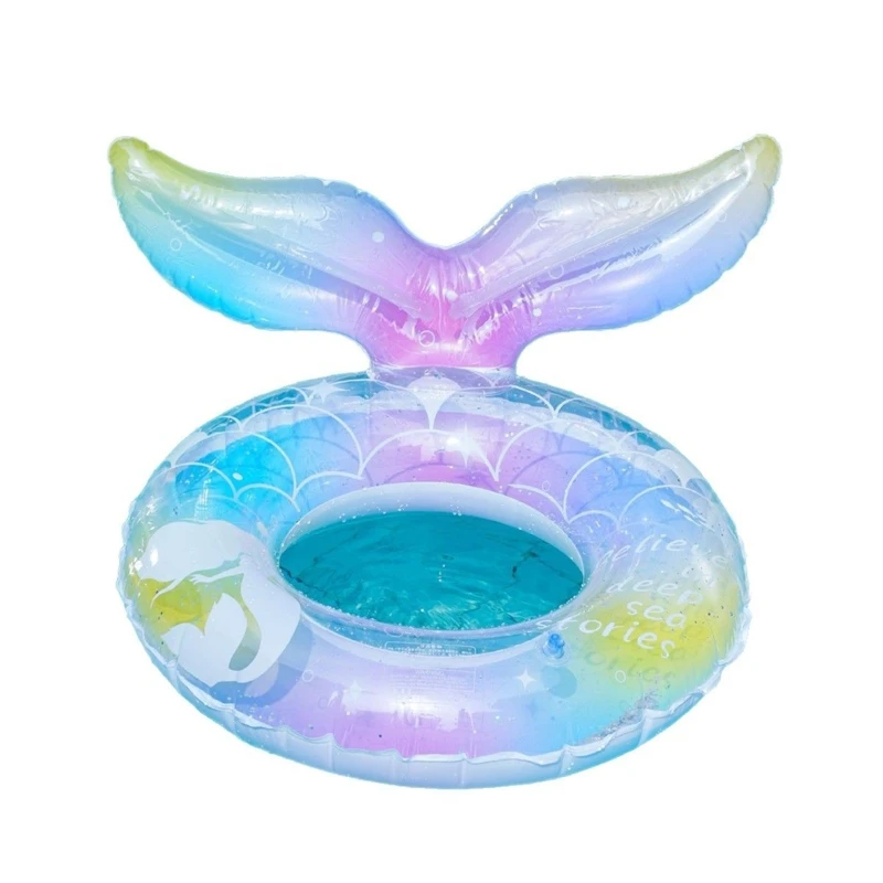 Anello da nuoto gonfiabile con coda di sirena glitterato per bambini Seggiolino per bambini Piscina Galleggiante Giochi d'acqua Anelli da nuoto estivi da spiaggia