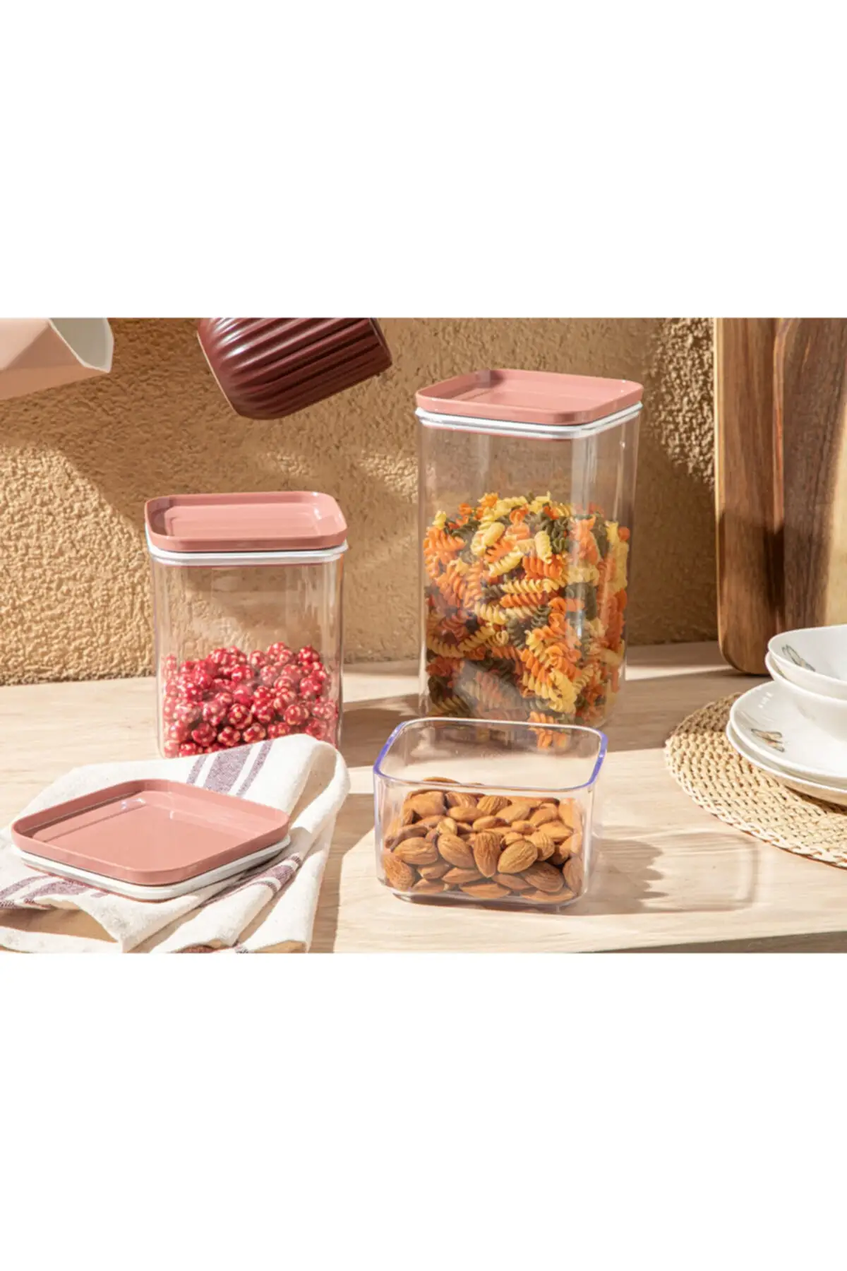 DOLBOVI Brena 3-piece plastic cover container 0,5l dark pink