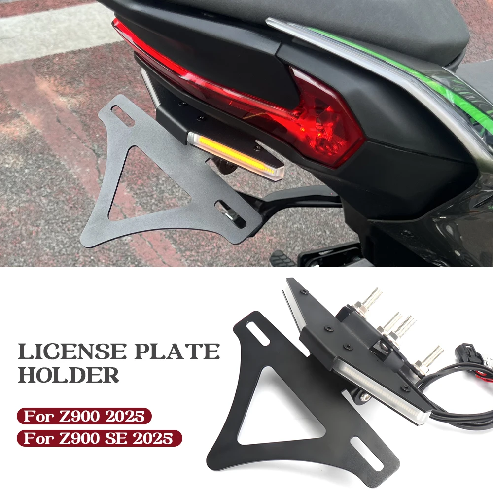 

Motorcycle Accessories Adjustable LED Turn Signal License Number Plate Frame Holder Bracket For Kawasaki Z 900 Z900 z900 2025