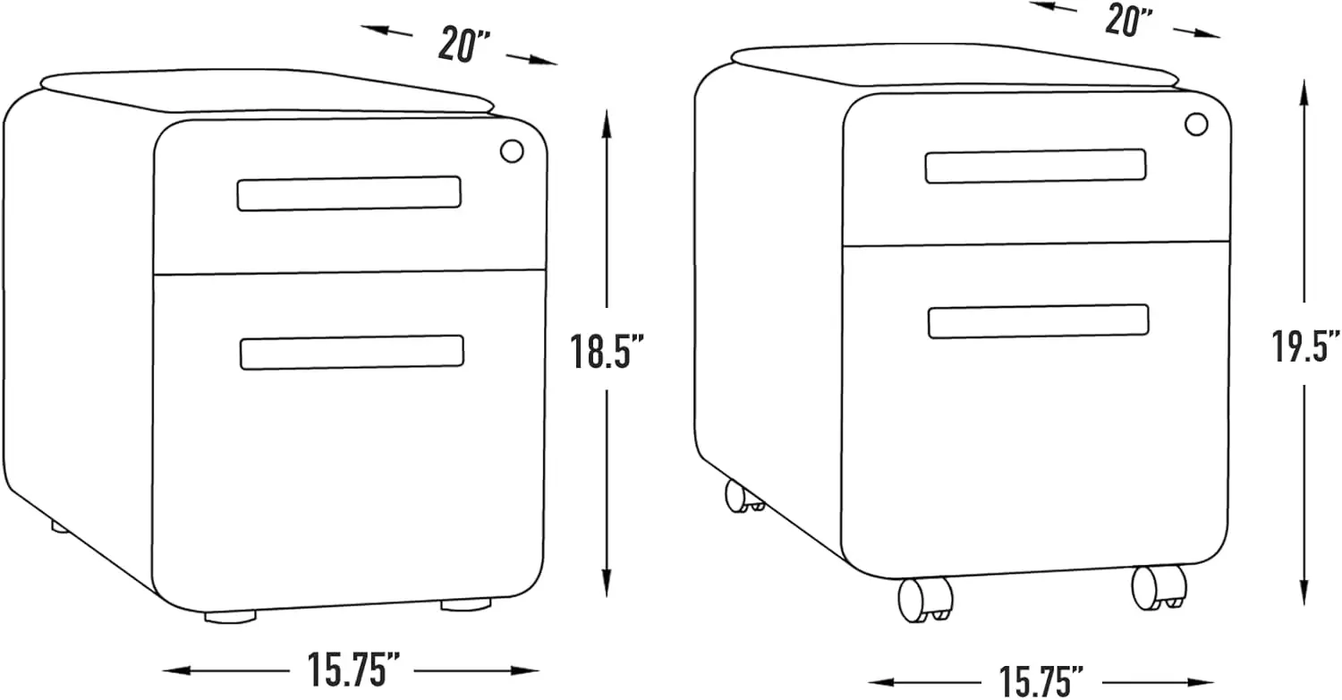 Laura Davidson Furniture STOCKPILE Mini armário de arquivo móvel com 2 gavetas e assento de almofada magnética removível - curto