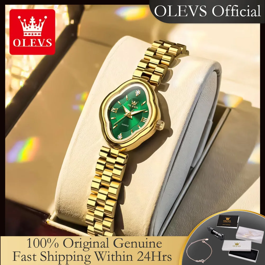 olevs-5666-新型クォーツ腕時計-レディース-高級ゴールドソリッドスチールストラップ-ファッションレトロ-レディースドレス腕時計-防水腕時計-女性用