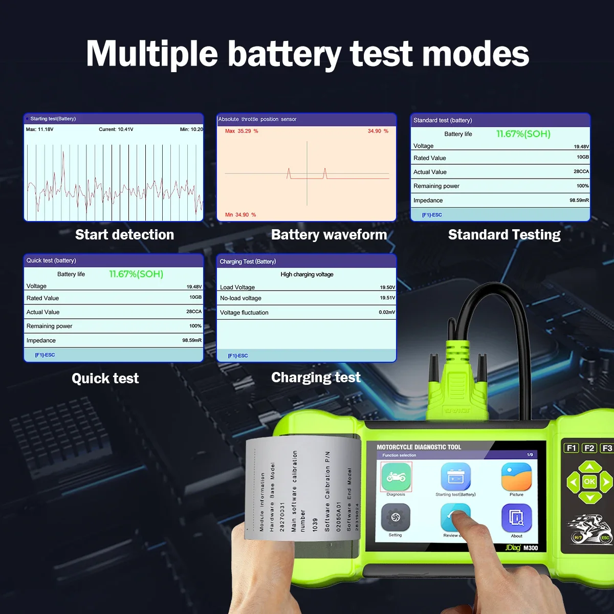 JDiag M300 Motorcycle Diagnostic OBD2 Scanner Moto Diagnose Tool Clear Fault Code ABS Engine For Yamaha BMW Ducati Harley Honda