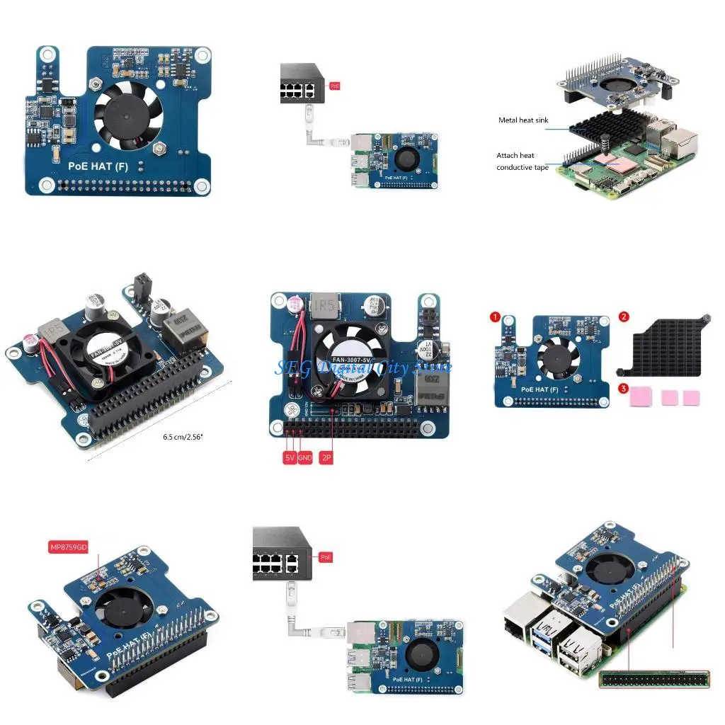 

U75B Power over Ethernets HAT Support 802.3Af PoE Networks Expansion Board