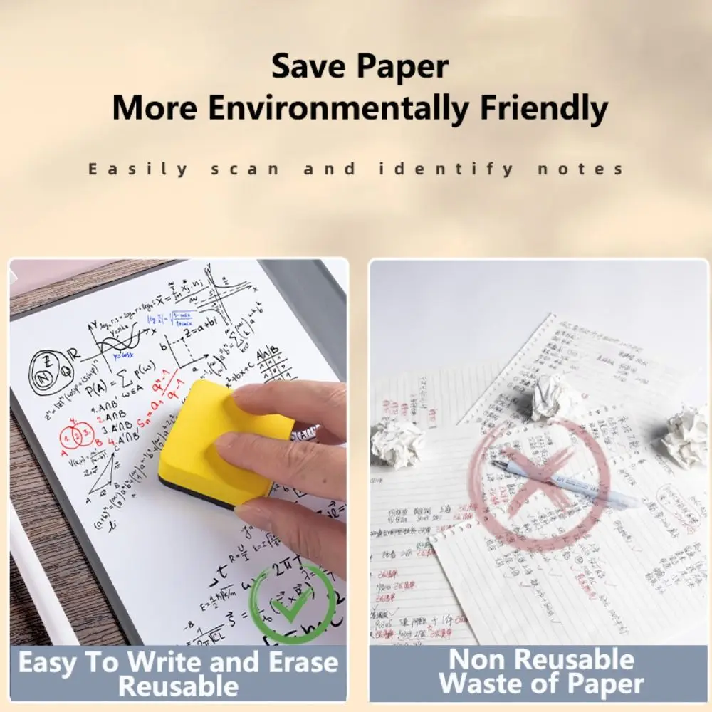 A4/A5 Whiteboard Notebook Writing Board With Whiteboard Pen Erasing Cloth Portable Stylish Erasable Reusable Memo Pad