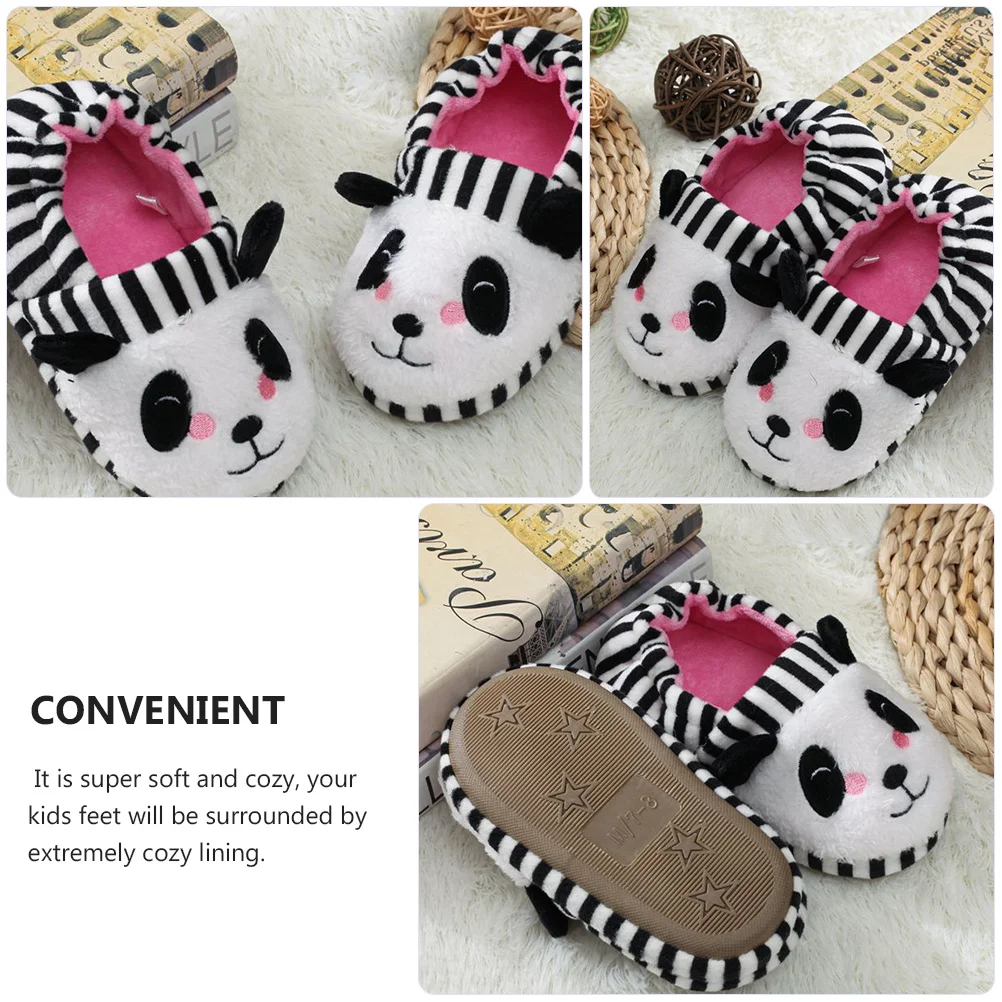1 زوج الأطفال عدم الانزلاق نعال تدفئة لطيف الباندا تصميم لينة وحيد مطاطا صالح آلة قابل للغسل داخلي الاطفال هدية للمنزل الشتاء