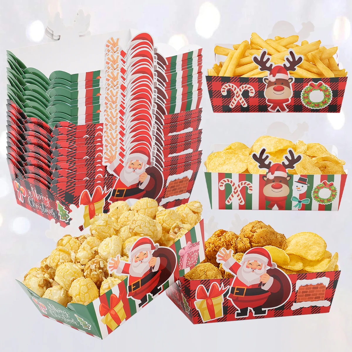 Xmas Food Snacks - 24 Stuks Kerst Mini Snack Trays