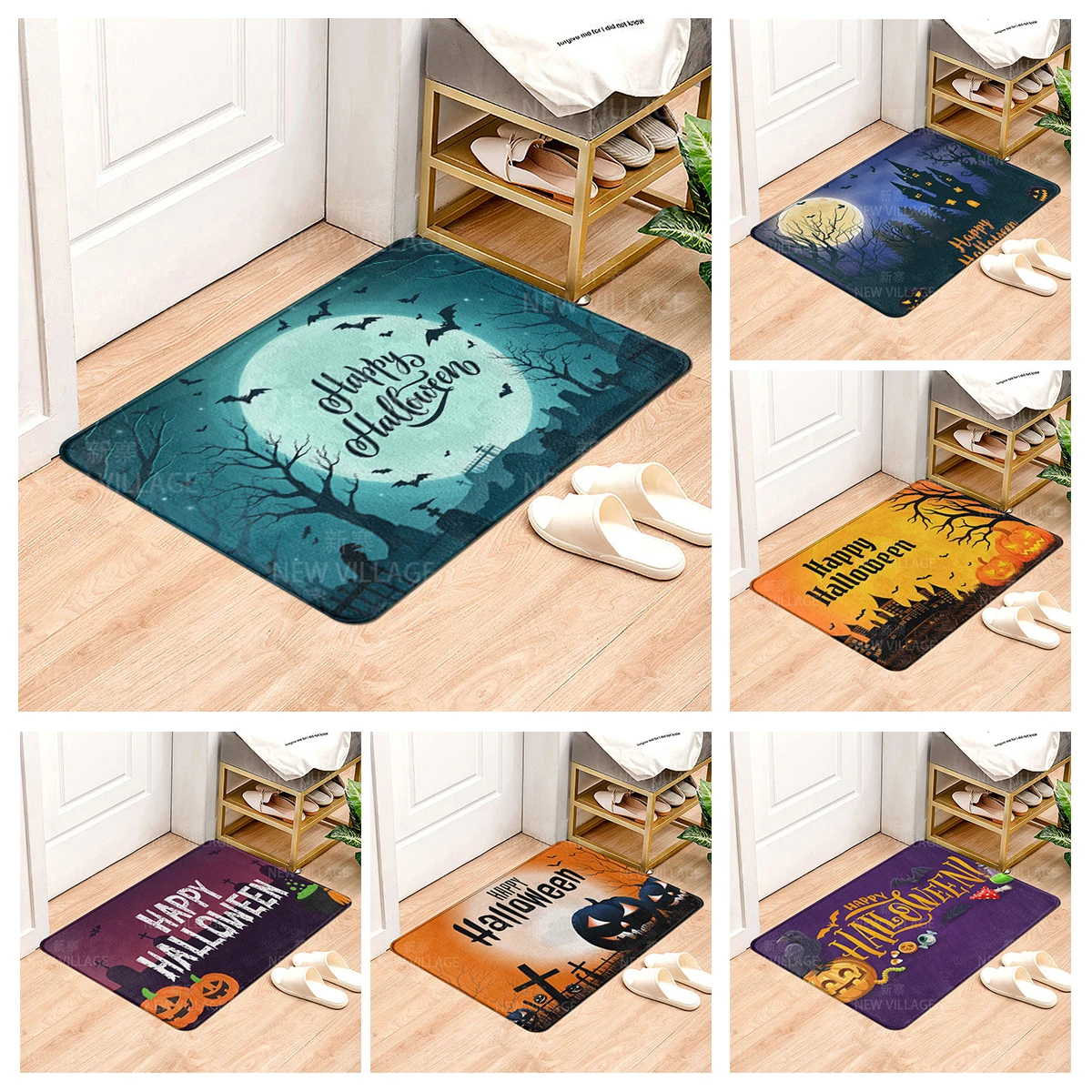 House entrance carpet Home door mat Living Room Bath Foot bathroom non-slip water absorption rugs bath Halloween Autumn Pumpkin