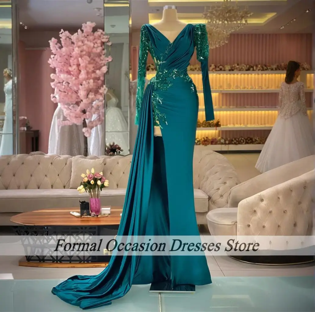 Dark Green Evening Dresses For Special Occasions Applique Beading Mermaid Weeding Party Dress Mother of Bride Gowns Customized