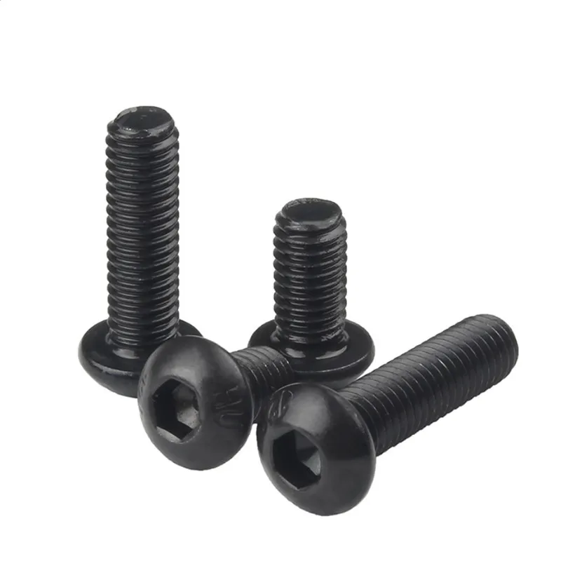 ISO7380 Schwarze runde Innensechskantschrauben M5*6/8/10/12/16/20 mm Innensechskant-Halbrundkopfschrauben. Schwarzer Stahl der Güteklasse 10,9