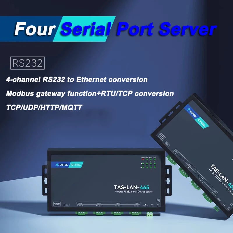 

4 Serial Server to Ethernet Port Communication Modbus Module RS232 to TCP/IP Gateway RJ45 Supports TCP/UDP/HTTP/MQTT Protocol