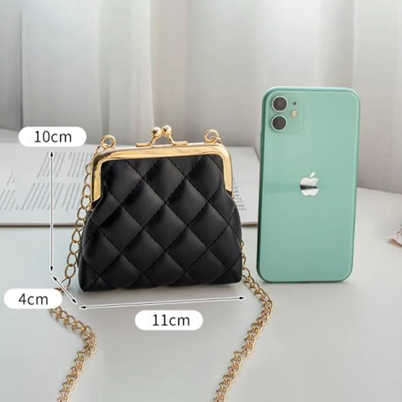 Fashion Single Shoulder Bag Diamond Lattice Embroidery Messenger Bag For Women Female Keys Coin Purse PU Mini Handbag