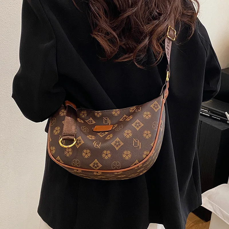 

​ ​ Сумка для пельменей с монограммой, винтажный кошелек на плечо для женщин, сумка через плечо с принтом, шикарная сумка «день-ночь», повседневная сумка на слинге ​