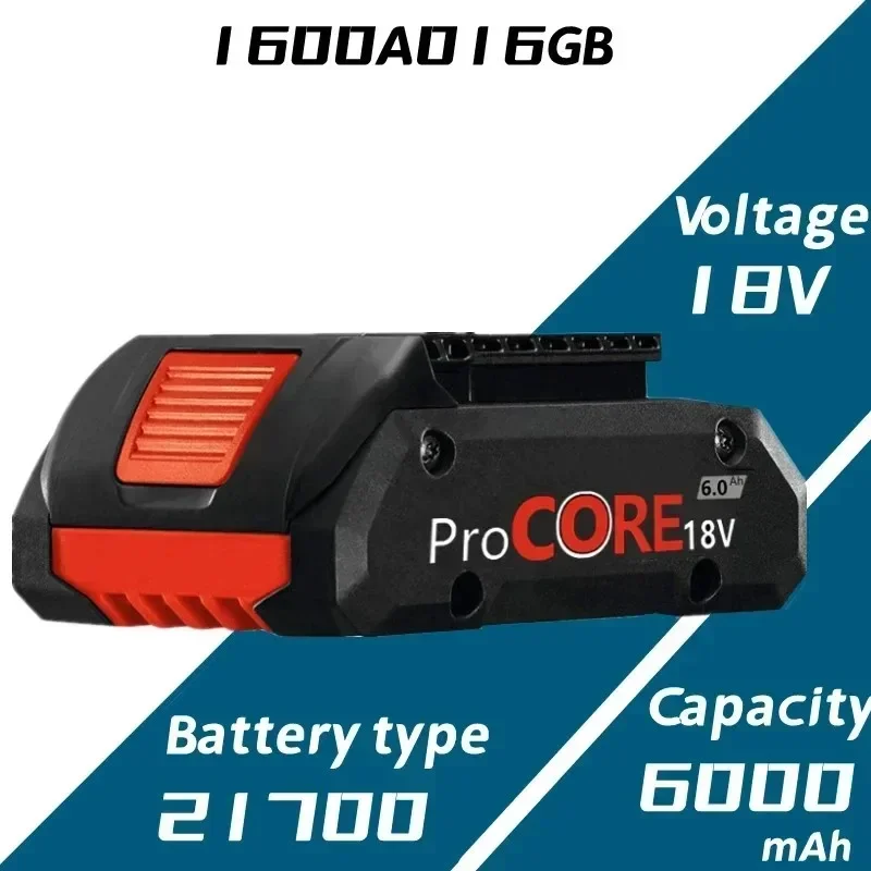 Improved 18V6000mAh lithium-ion battery suitable for 1600A016GB maximum 18V cordless power tool drill bit built-in 21700 battery