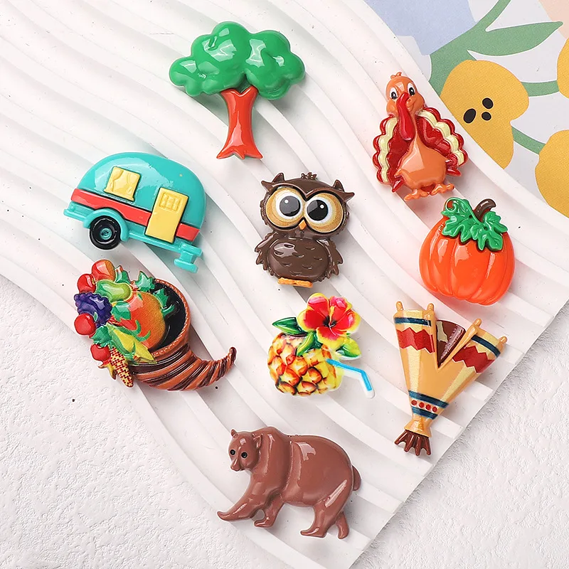 100pcs Kawaii Flatback Resin Trees, Owls, Turkeys Scrapbooking  Embellishments DIY Crafts Accessories Jewelry Making Findings