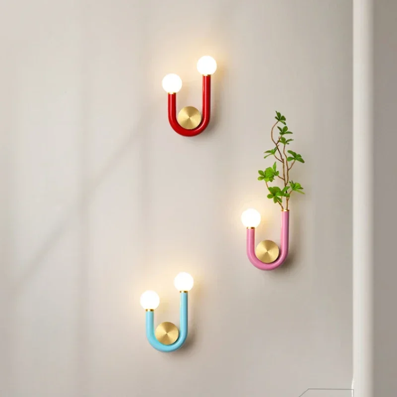 

Modern Creative Colorful Wall Lamp U-shaped Bedside Background Night Light LED Lighting Fixtures Living Room Corridor Home Decor