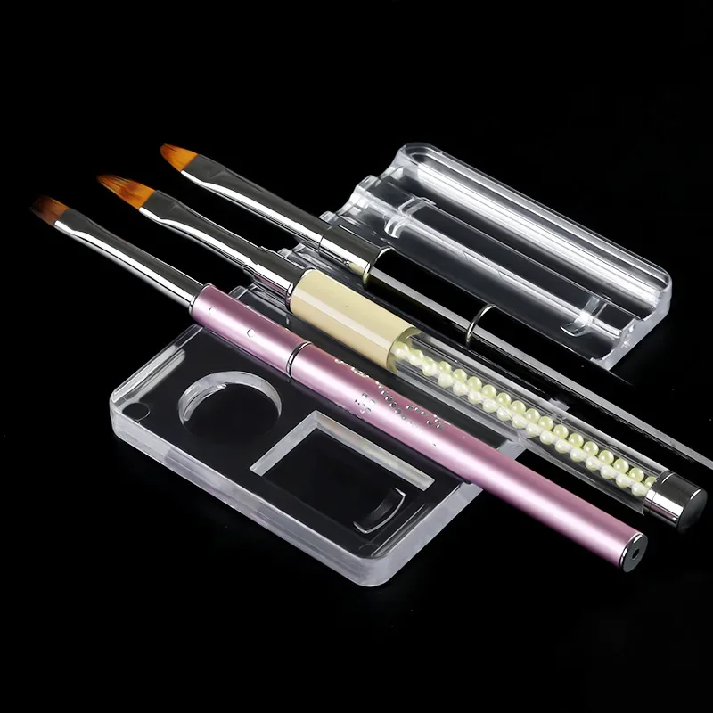 

Acrylic Multi-purpose Nail Art Pen Holder, 5-Compartment Brush Stand with Color Palette, Organize and Display Tool