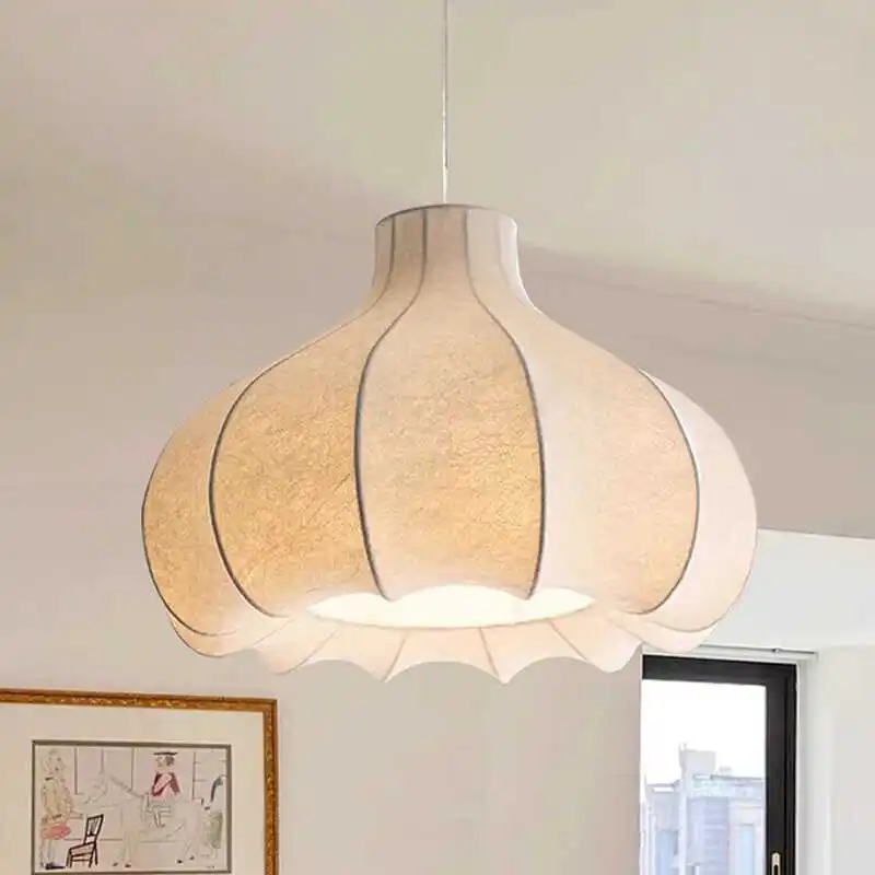 Middle aged silk pendant lamp, French cream style, Japanese style, quiet and elegant restaurant room lighting fixtures