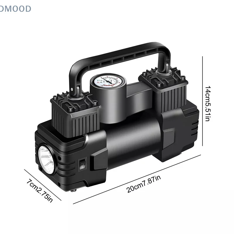 12V 150PSI Electric Tire Inflator With Pressure Gauge Auto Inflatable Pump Dual Cylinder Heavy Duty Tire Inflator With LED Light