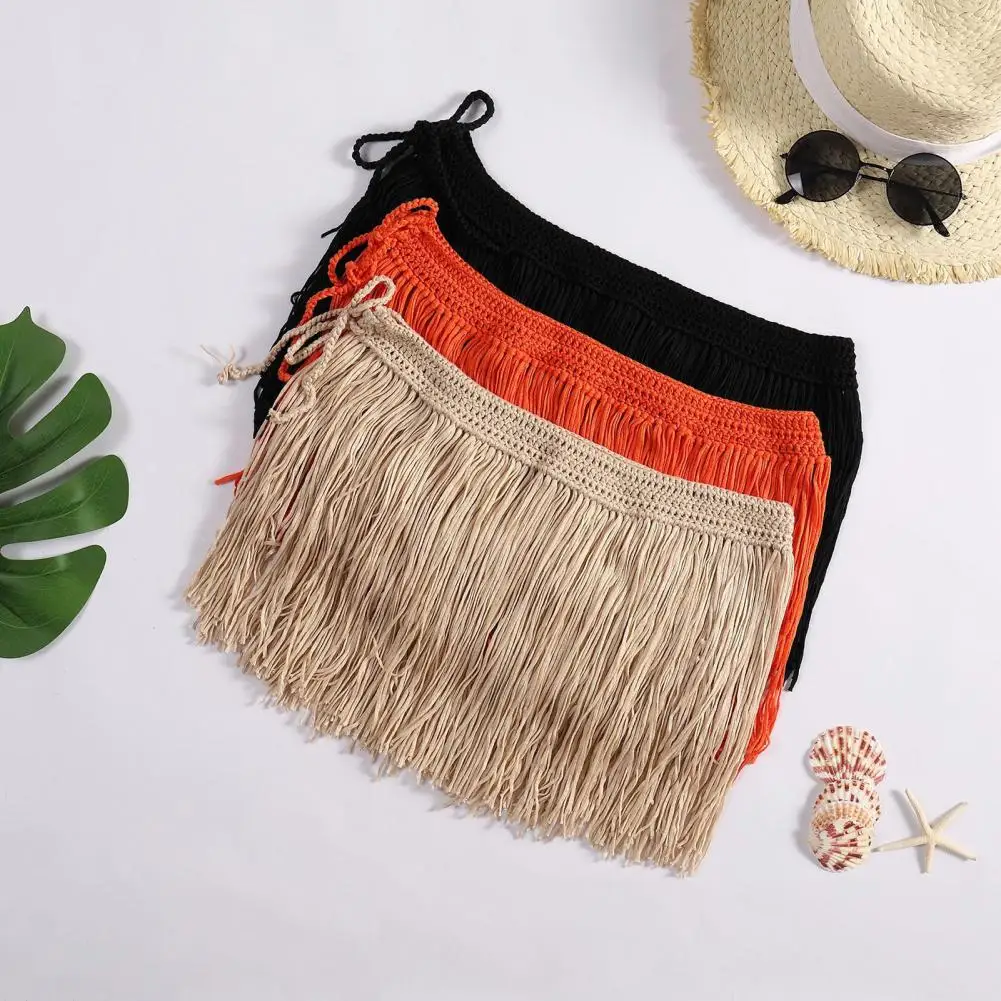 Skirt Lace-up Eye-catching Trendy Grass Handmade Crochet Tassel Hawaiian Streetwear